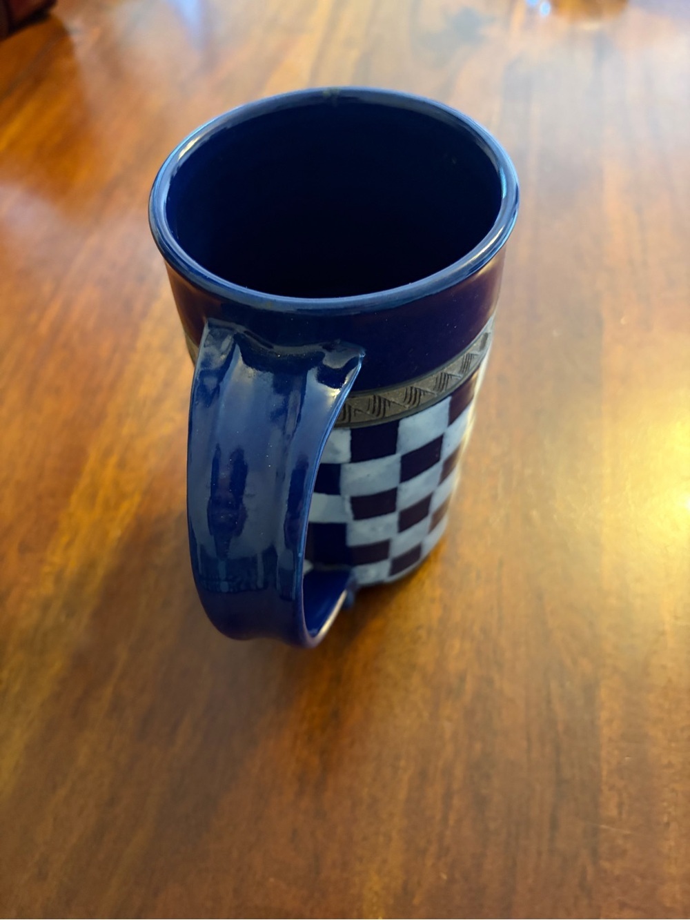 Paris Checkered Mug Blue And White - Picture 3 of 9